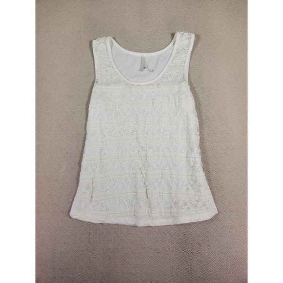 Rush Shirt Womens Medium Polyester‎ Tank Top Sleeveless Lace Round Neck Flowy - Picture 1 of 12